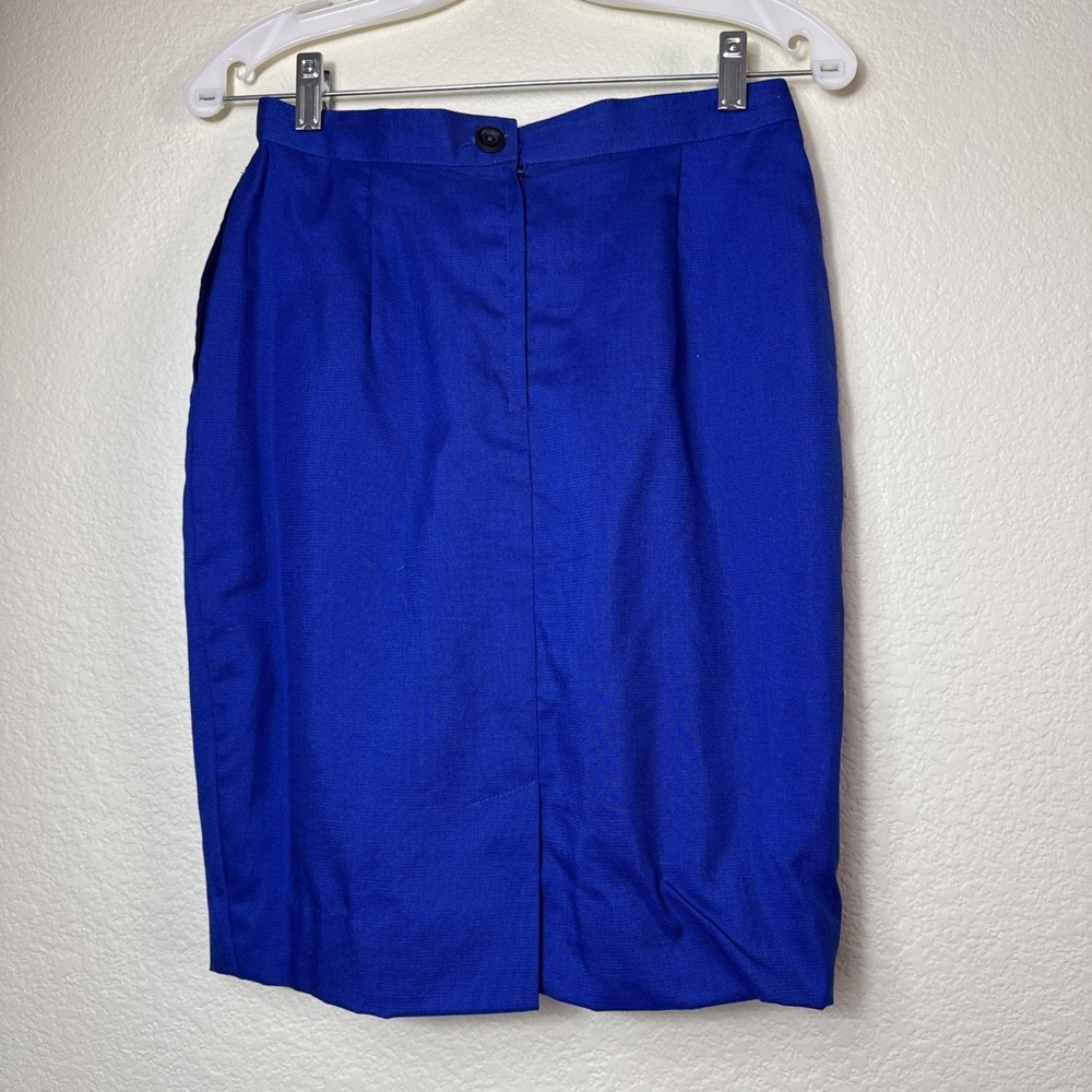 VTG‎ 80s De La Cuesta Royal Blue Power Skirt Suit Set Jacket S Skirt M View 6